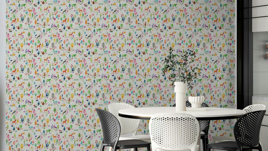 Hand-painted kids forest mural

