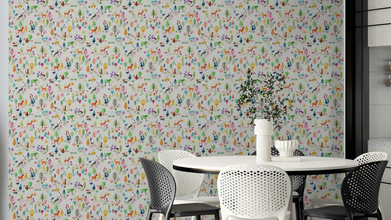 Hand-painted kids forest mural GD838

