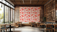 A detailed shot of the cutout leaf design on the wallpaper.


