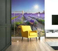 Lavender landscape with cycle wall mural decor

