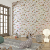 Floral dog print wall mural

