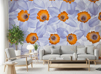 Minimal lounge space enhanced by Daffodil Dreams Wall Mural and layered petals