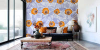 Contemporary living room with Daffodil Dreams Wall Mural adding floral depth