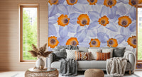 Cozy Living corner paired with Daffodil Dreams Wall Mural and warm flower detail