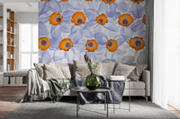 Close-up view of Daffodil Dreams Wall Mural showing dense daffodil pattern