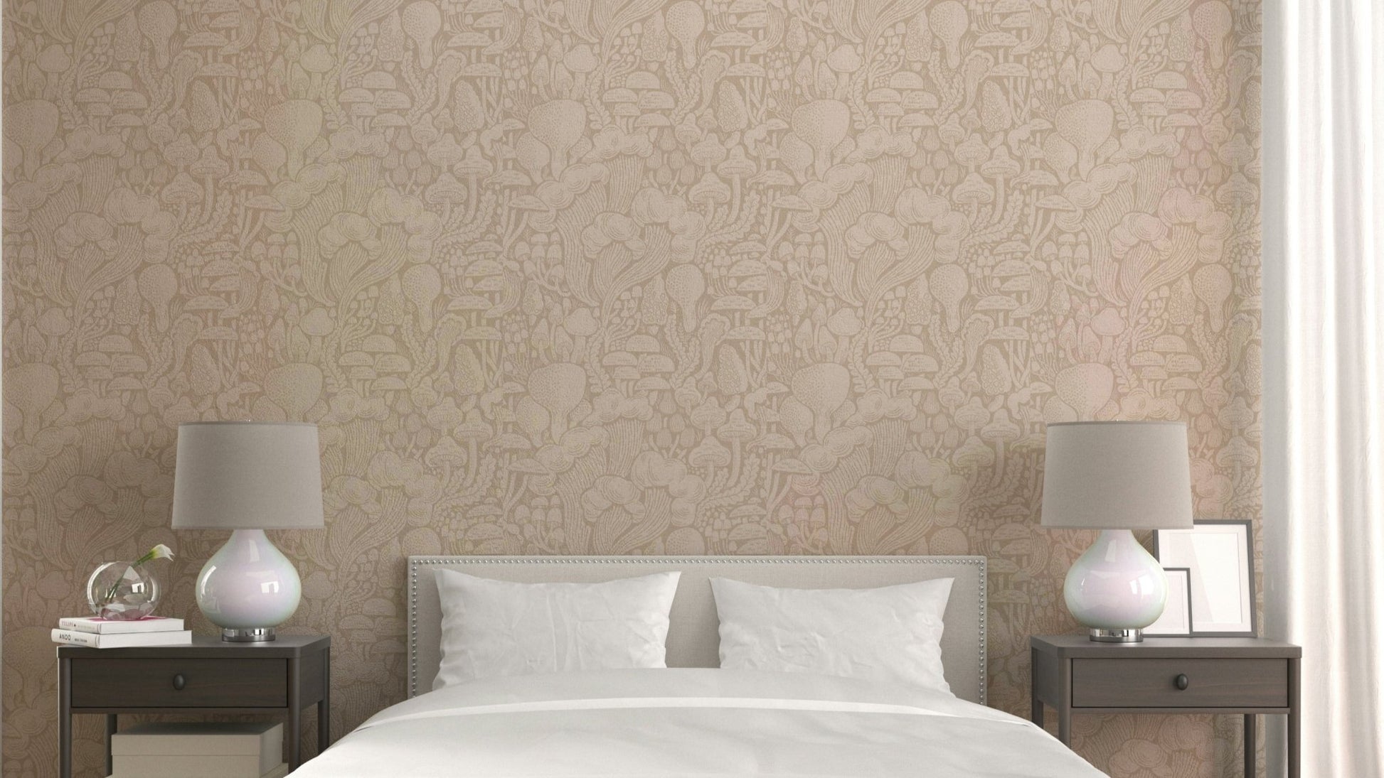 Dagg-toned fungi forest silhouettes wallpaper

