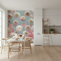 Graceful Dahlia Dance wallpaper, subtle color gradation, lovely design.