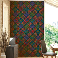 Dahlia Diamonds Damask Tiles Bright Jewel Tones on Dark Teal  Wallpaper ⁠GD3940
