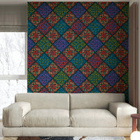 Bohemian Floral Damask Tiles Bright Jewel Tones on Dark Teal  Wallpaper ⁠GD3940
