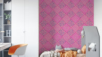 The peel and stick wallpaper on a smooth wall surface., GD4555