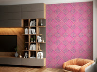 The wallpaper is used to create a feature wall in a dining room., GD4555