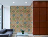 Dahlia Diamonds Bohemian Floral Damask Tiles Warm Earthy Desert Colors Wallpaper⁠ GD3941