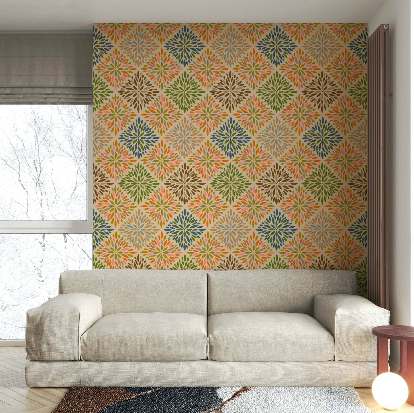  Bohemian Floral Damask Tiles Warm Earthy Desert Colors Wallpaper⁠ GD3941