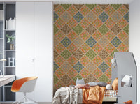Dahlia Diamonds Bohemian Floral  Earthy Desert Colors Wallpaper⁠ GD3941