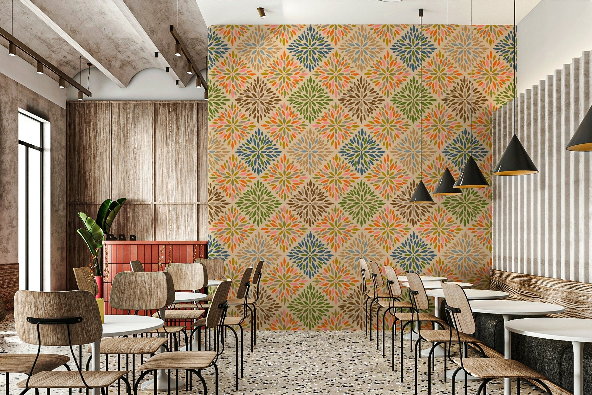 Dahlia Damask Tiles Warm Earthy Desert Colors Wallpaper⁠ GD3941