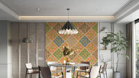 Dahlia Diamonds Bohemian Floral Damask Tiles Warm Earthy Desert Colors Wallpaper⁠ GD3941