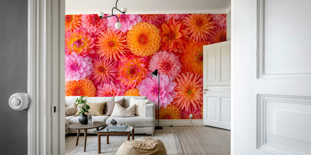 Dahlia Dream wall mural with soft florals, GD2025