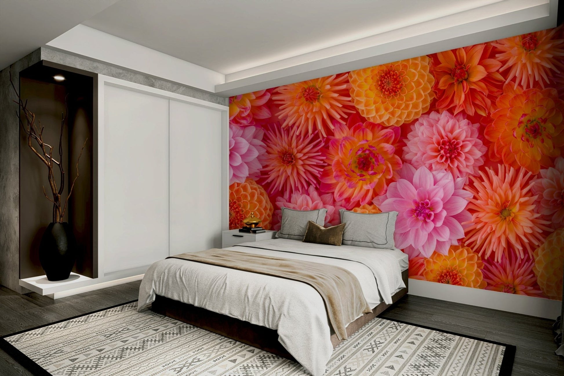 Elegant dahlia petals mural for walls

