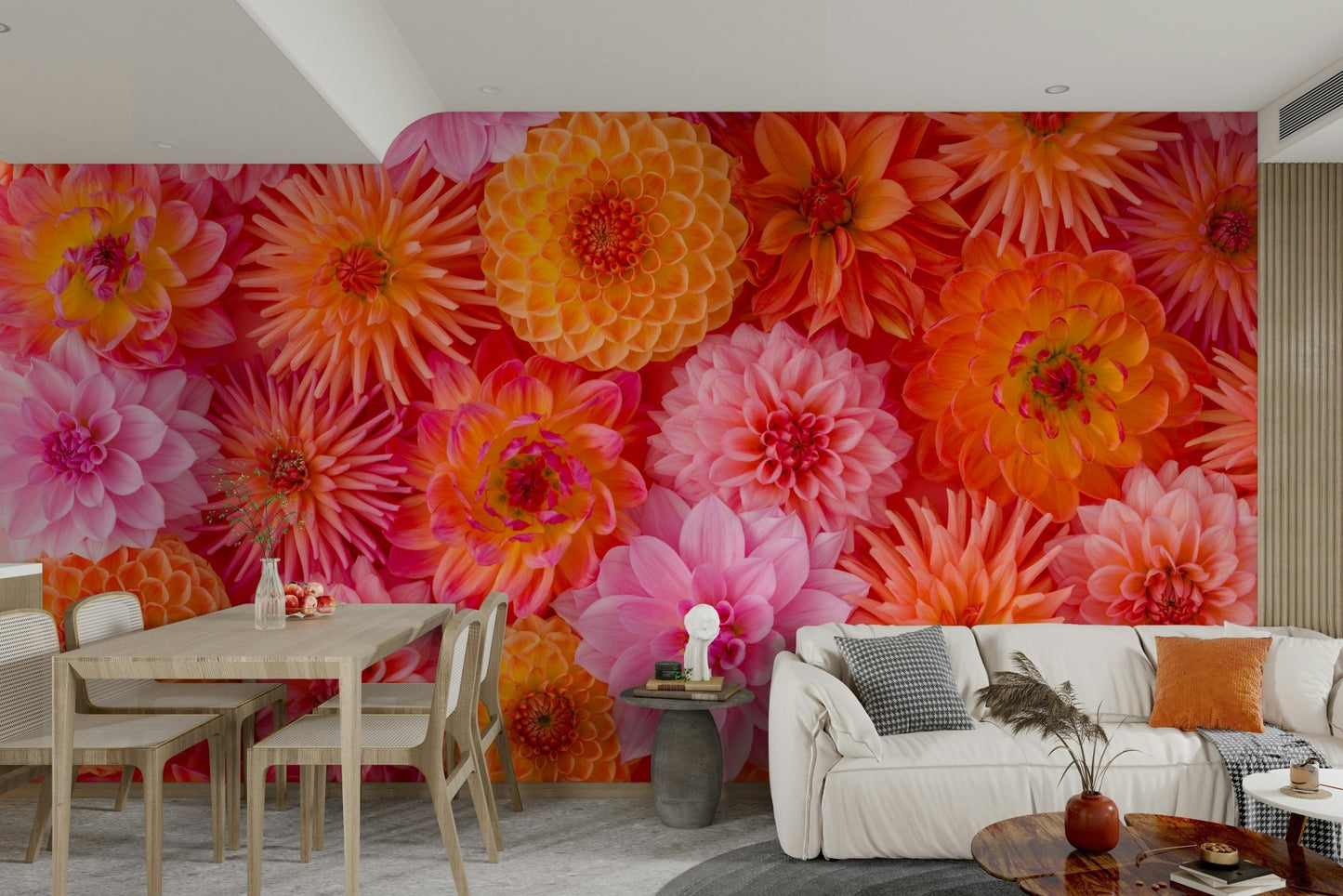 Large floral pattern wall mural