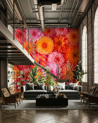 Delicate dahlia wall design for interiors