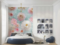 Petal pattern wall mural for a professional home office feature wall wallpaper.