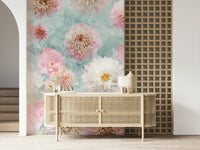 Dahlia Flowers Wall Mural for a sophisticated guest suite wallpaper.