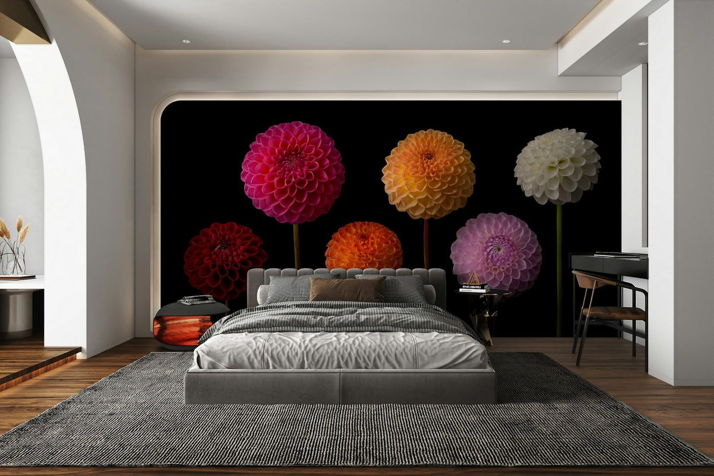 Spectrum of dahlias wallpaper for walls