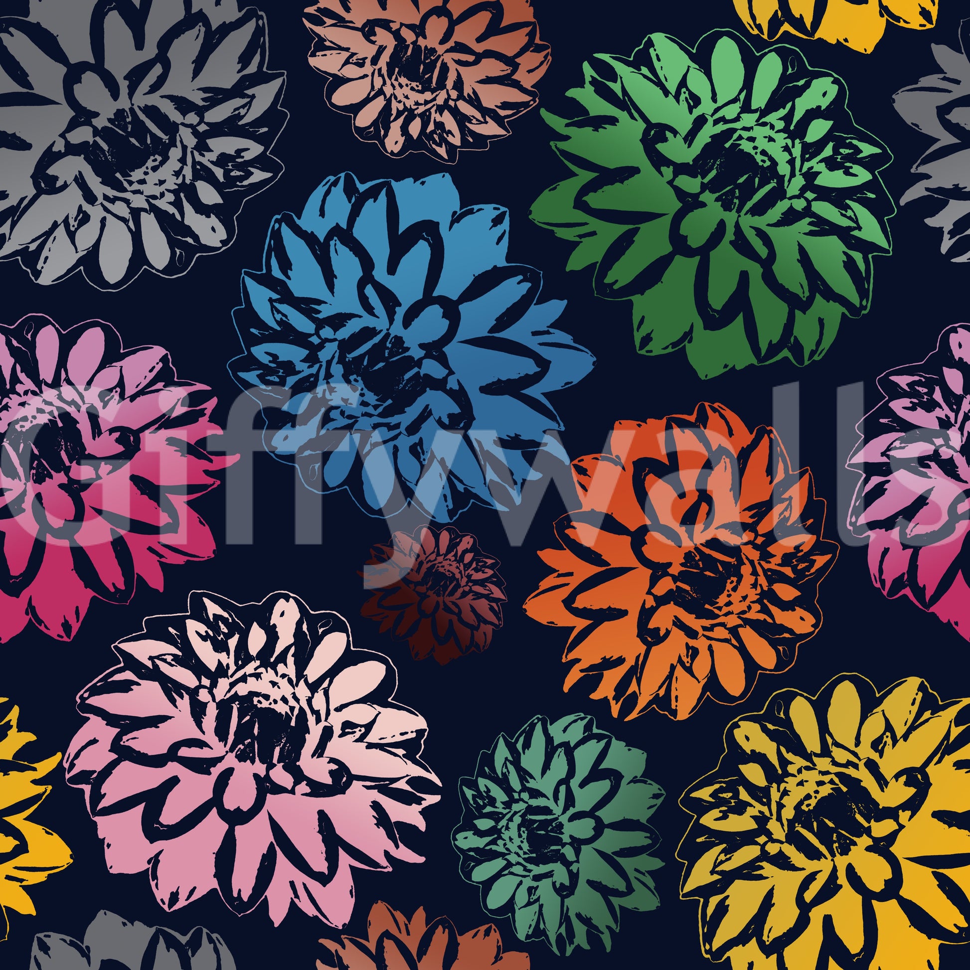 Unique floral wallpaper with a creative twist.

