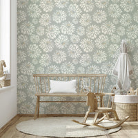 Full view of the wallpaper on a wall.

