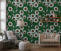 Quiet Nursery area gain richness from Emerald Daisy wallpaper.GD9576