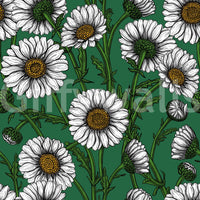 Rounded green bud clusters tuck between flowers in Emerald Daisy wallpaper ⁠GD9576
