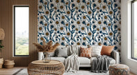 Golden seed centres anchor every bloom in White Daisies wallpaper.GD9578