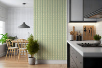 Kitchen corner styled with Daisy Chain Delight Wallpaper and calm flower linework