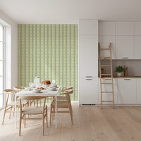 Dining area featuring Daisy Chain Delight Wallpaper and mellow floral row detail