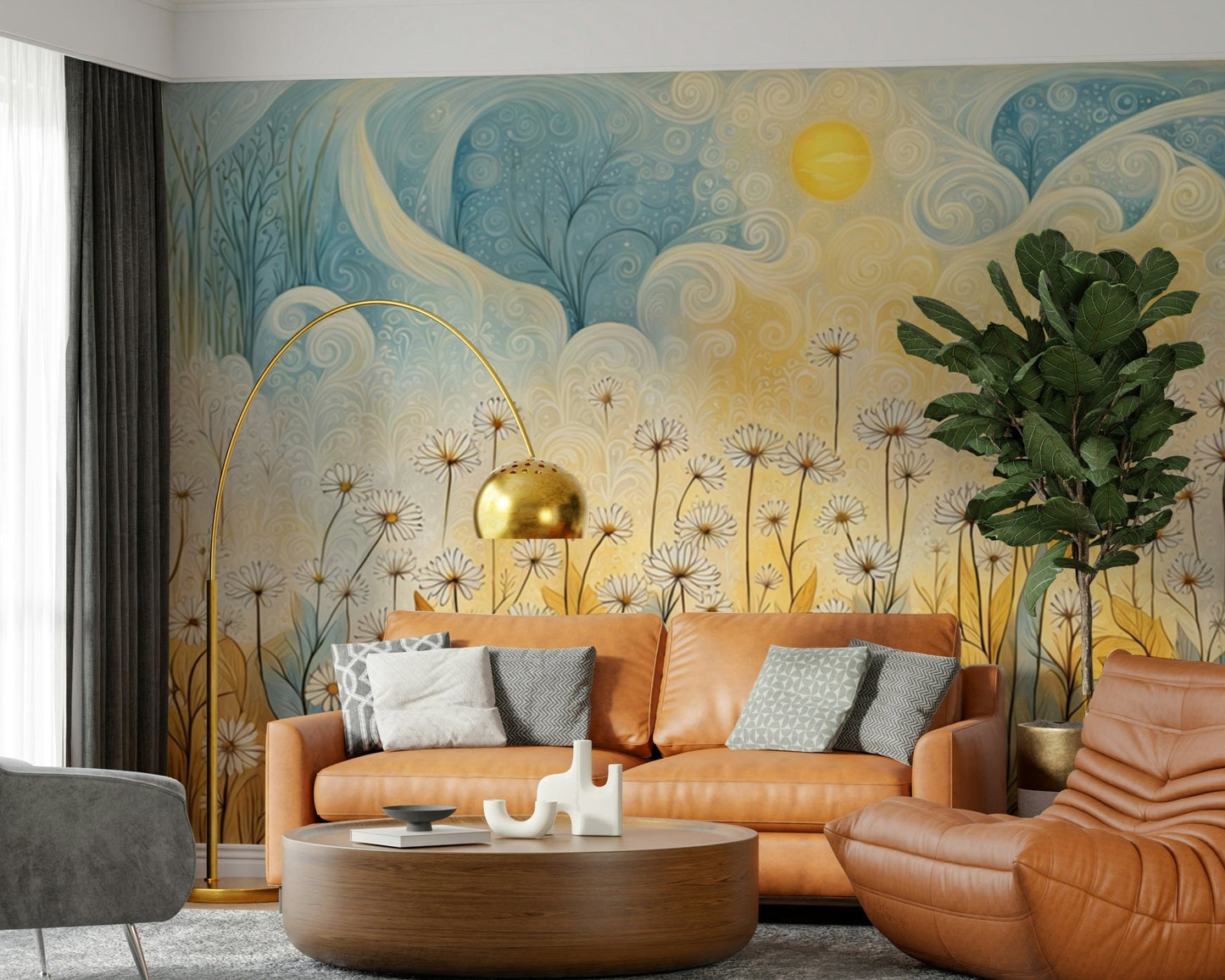 Daisy Daydreams Wall Mural with pastel accents wallpaper mural