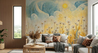 Classic daisy bloom for a boutique hotel room wallpaper mural