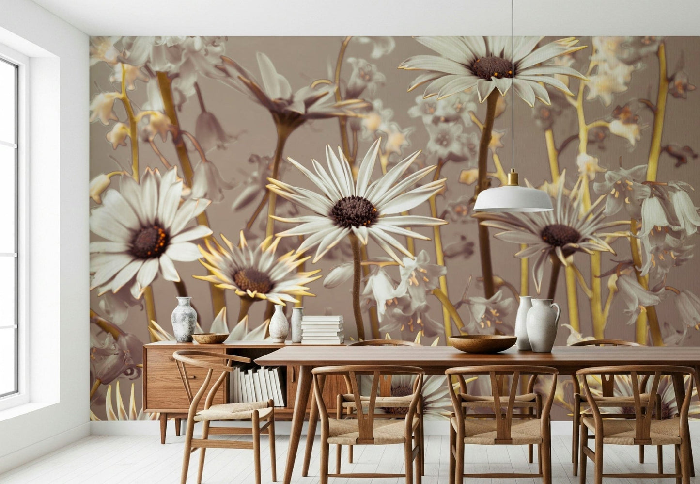 Daisy Dream wallpaper mural: Detailed osteospermum flowers with yellow accents.