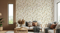 Shabby chic wallpaper Daisy Dream neutral botanical print.