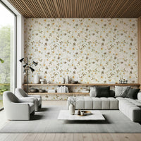 Seamless repeat pattern Daisy Dream wallpaper fabric look.