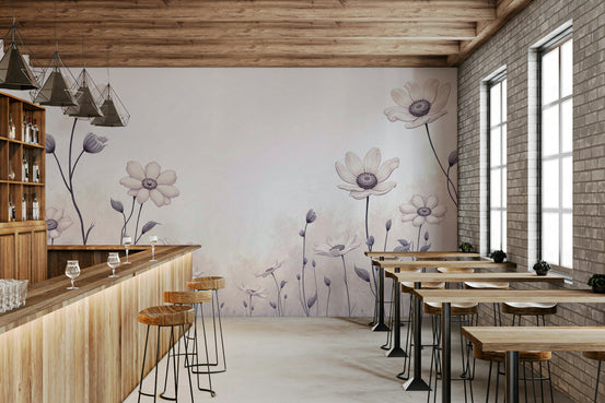 A beautiful daisy field wallpaper mural for a modern home., GD4762