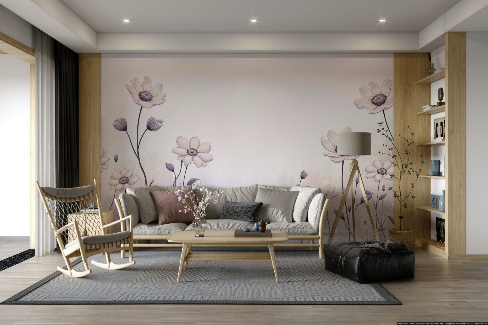 A classic daisy pattern wallpaper for walls.

