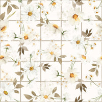 Bathroom Daisy Window Panes delicate bloom wallpaper for walls.