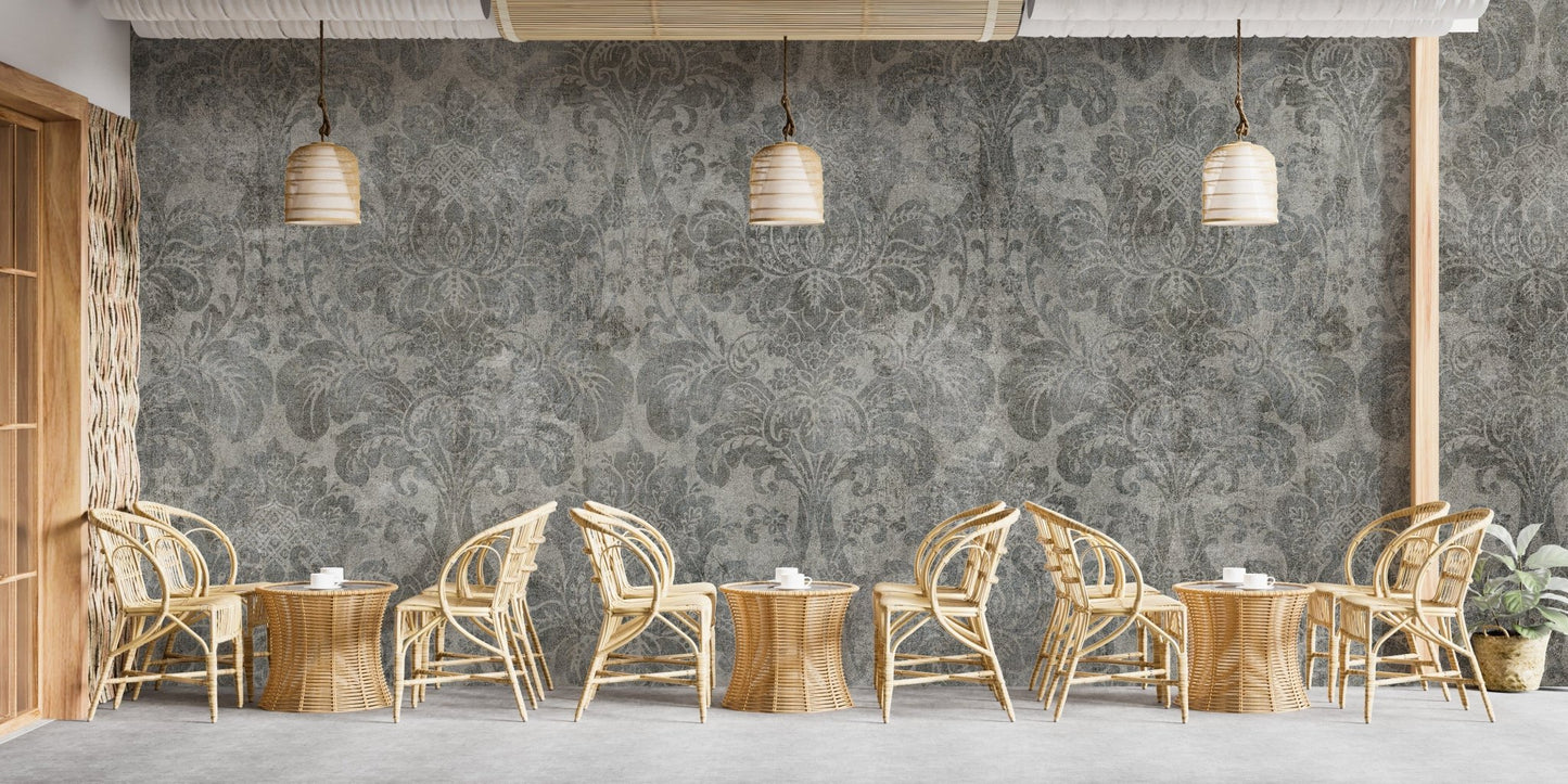 Baroque-inspired damask wallpaper for grandeur
