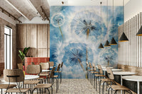 Light and airy design Dandelion Dreams Wall Mural installed in a nursery space.