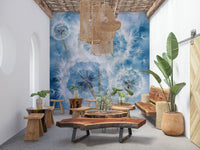 Dreamy botanical aesthetic Dandelion Dreams Wall Mural used on an inspiring wall.