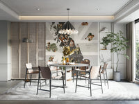 Living room with dapper creatures mural

