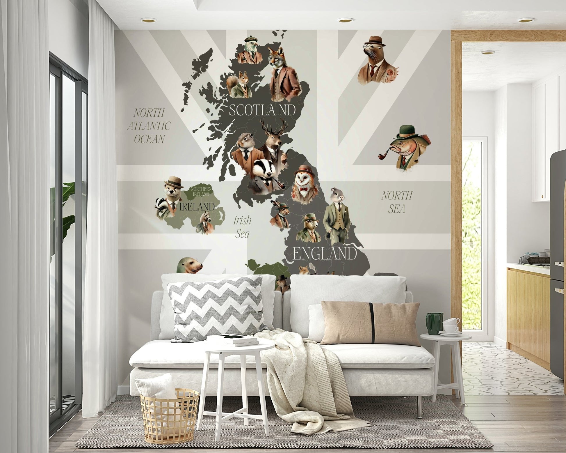 Whimsical animal wallpaper for walls

