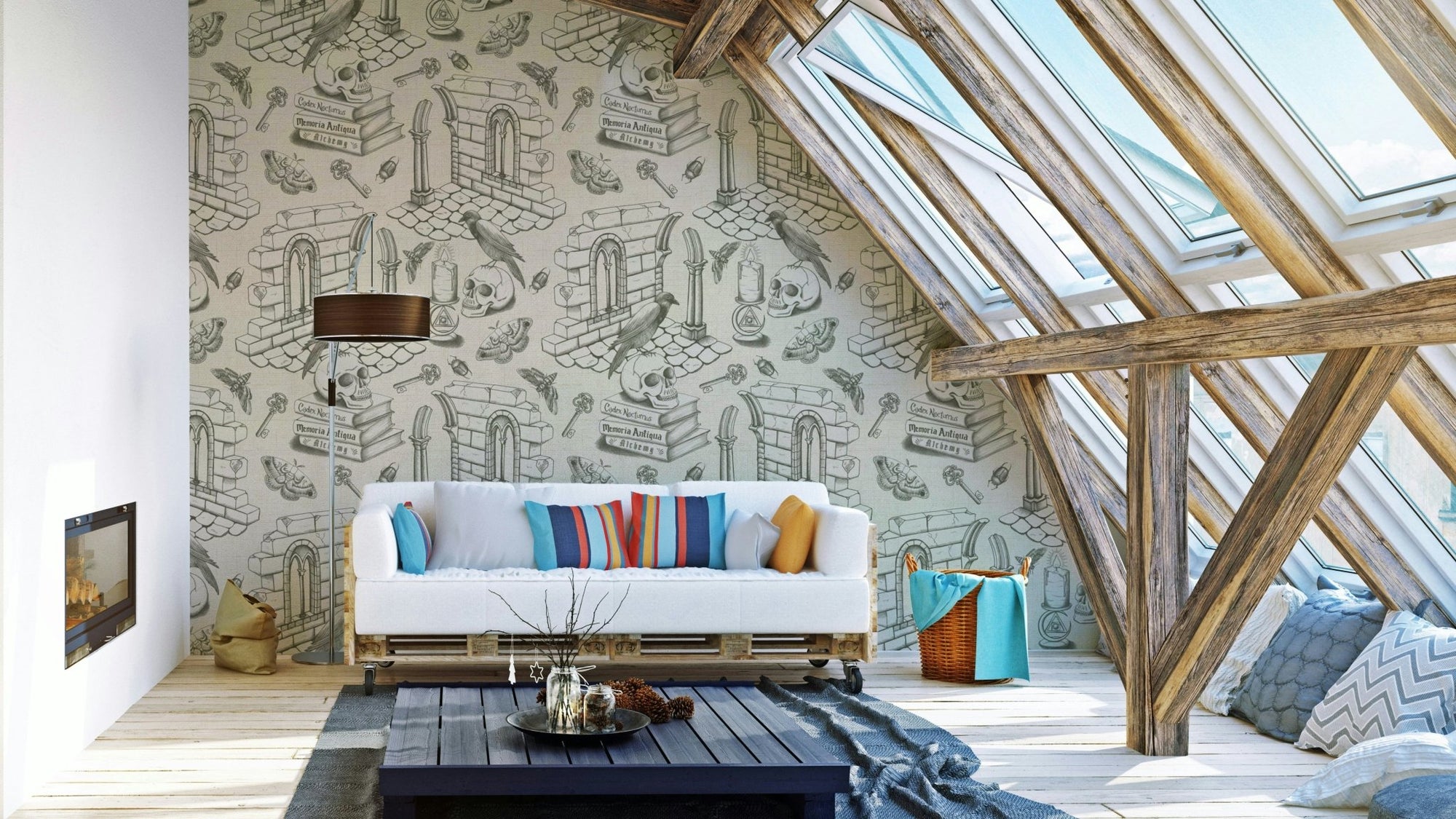 Dark Academia Toile de Jouie Olive Green Wallpaper, GD1687