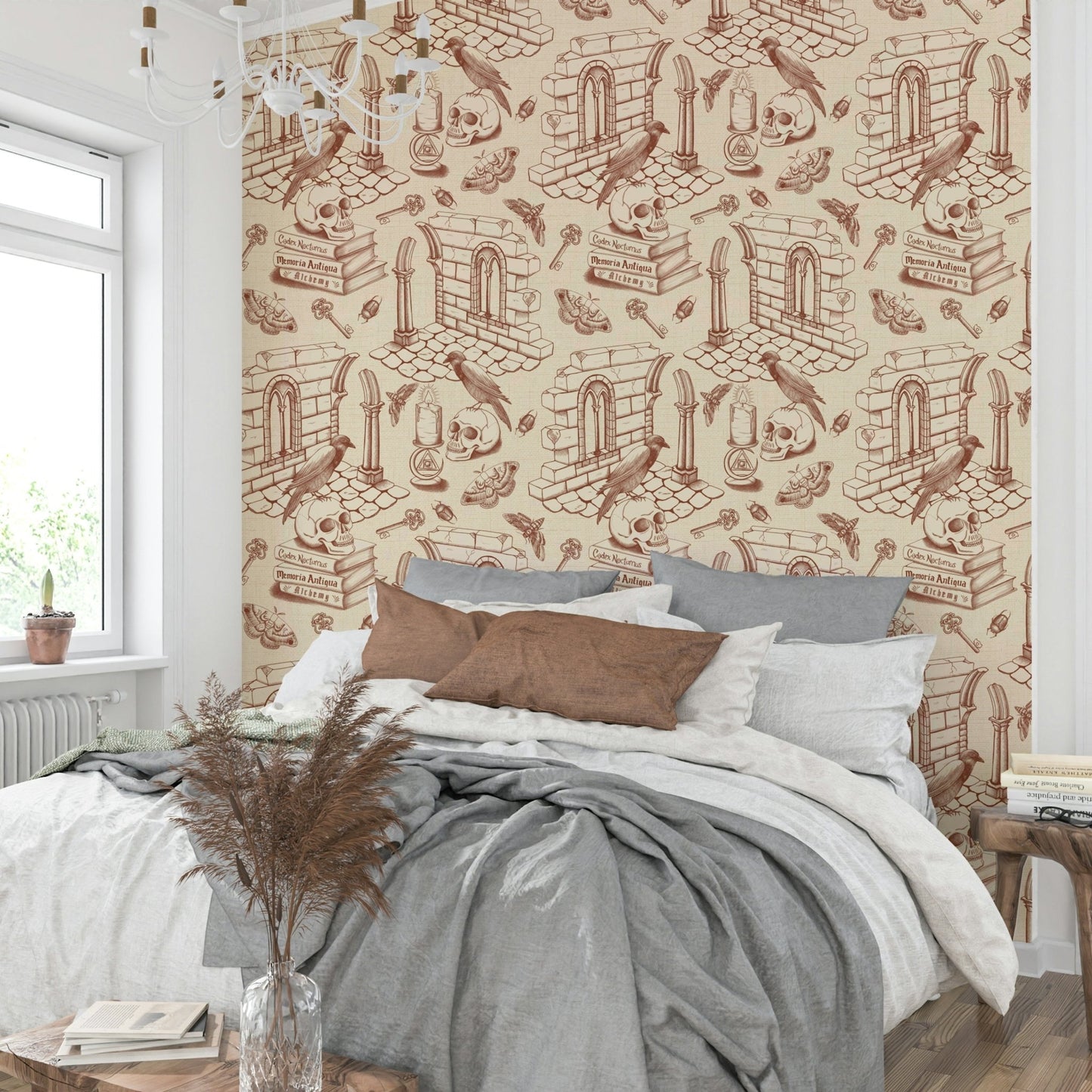 Timeless Amber Toile de Jouy Wallpaper for Elegant Walls

