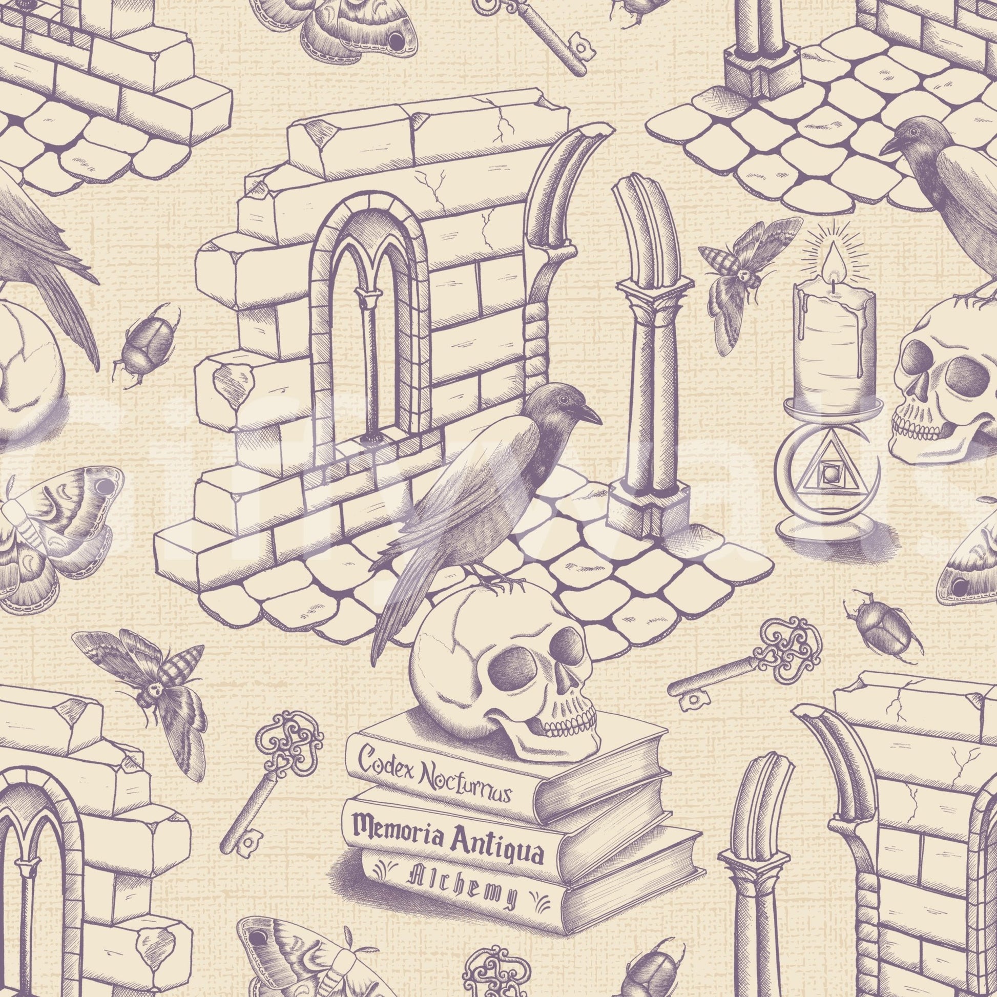 Beautiful Grey Purple Toile de Jouy Wallpaper Pattern

